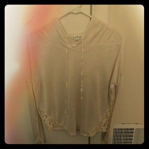 Cream hooded sheer pullover